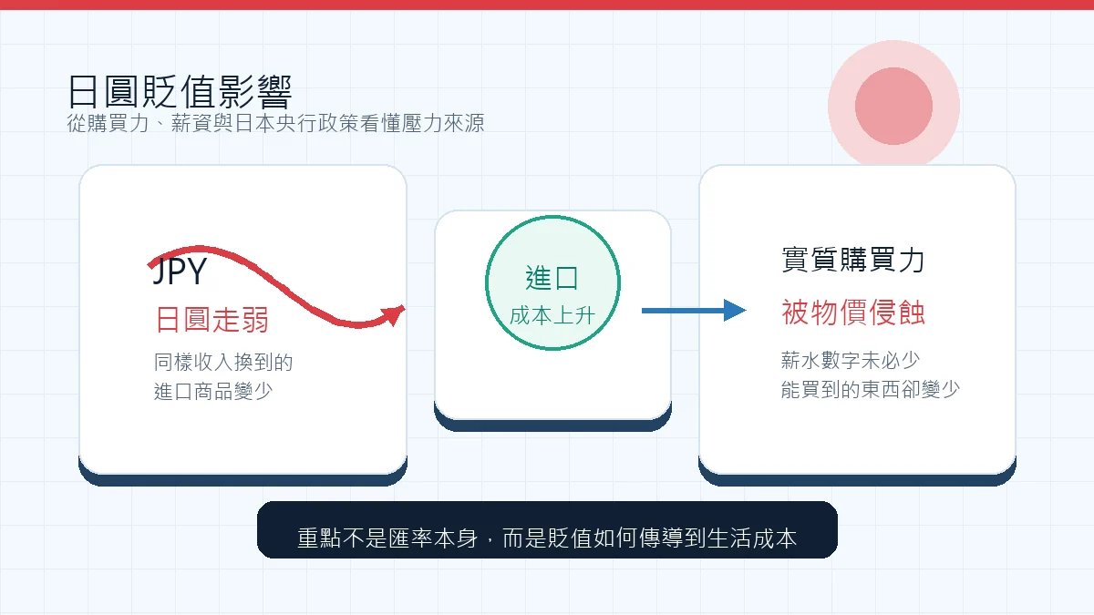 日圓貶值影響多大?日本人變窮真相與央行政策打算一次看懂 2 日圓貶值影響封面圖:日圓走弱、進口成本與日本央行政策兩難